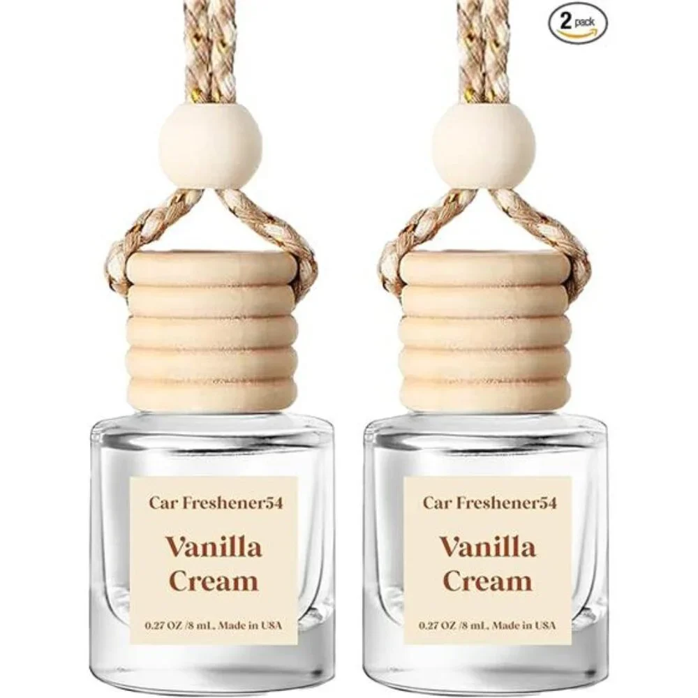 Car Air Freshener Hanging 2 Pack Vanilla Cream Air Freshener Diffuser for Cars,
